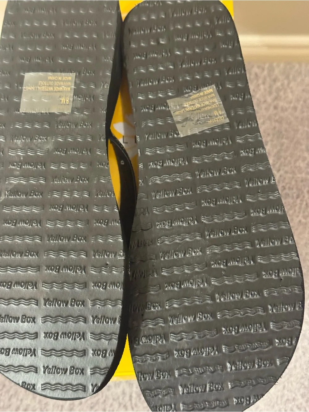 Yellow Box Black Beaded Wedge Flip Flops - Women's NEW - Picture 2 of 4